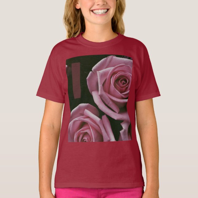 Beau T-shirt fille Rose rose (Devant)