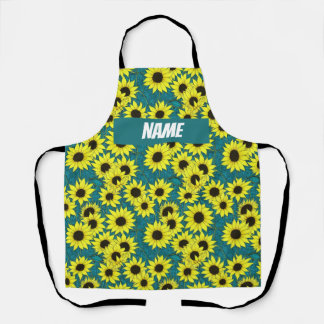 Beau tablier tournesol avec nom personnalisable