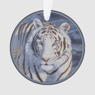 Beau tigre blanc aux yeux bleu cristal