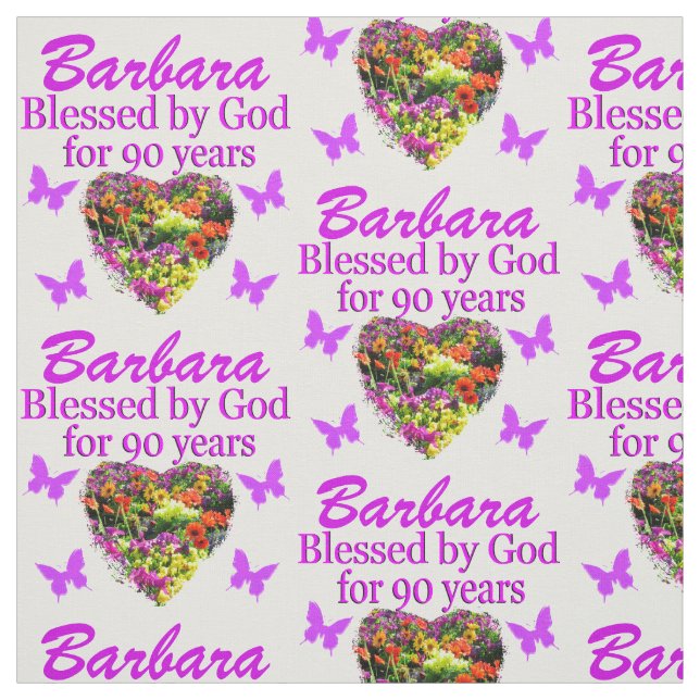 BEAU TISSU FLORAL PERSONNALISÉ 90E ANNIVERSAIRE (Échantillon)