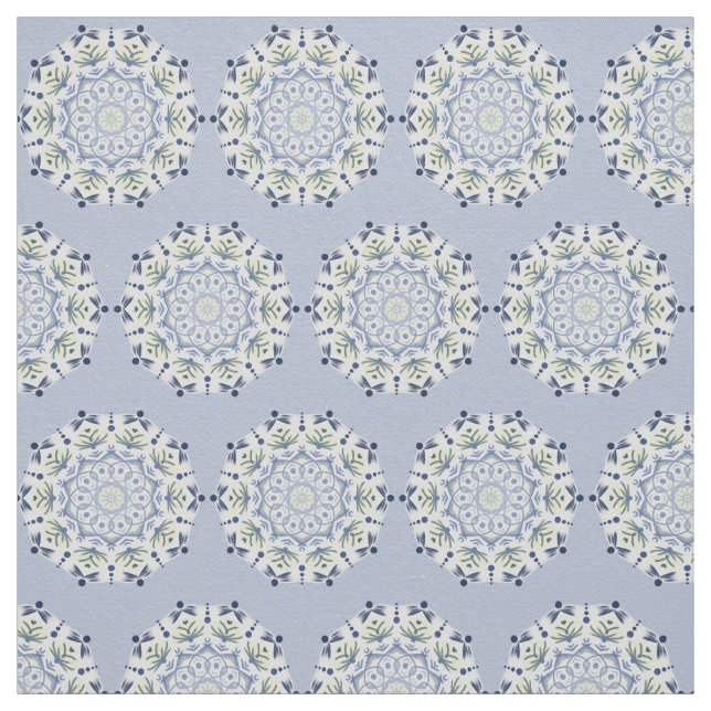 Beau tissu mandala bleu et jaune (Échantillon)
