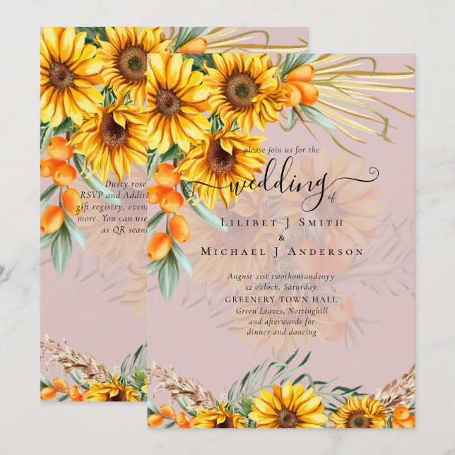 Beau tournesol rustique Pampas Mariage en herbe (Devant / Derrière)