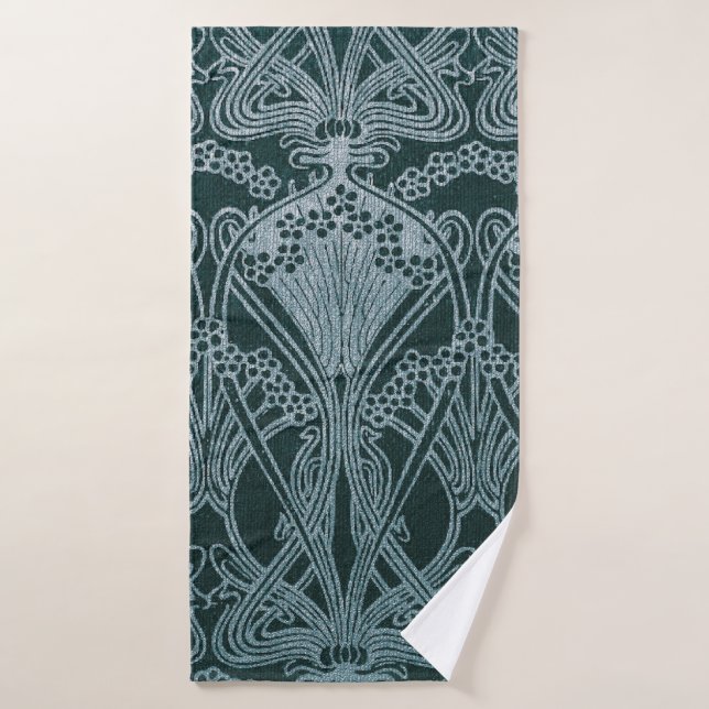 Beau, turquoise argent, motif de nouveau d'art, (Serviette de bain)