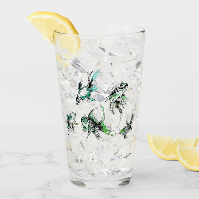 Beau verre de poisson d'or (Devant glace)