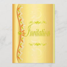 Beau vert et orange en or Invitation