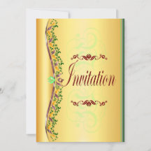 Beau violet et vert en or Invitation