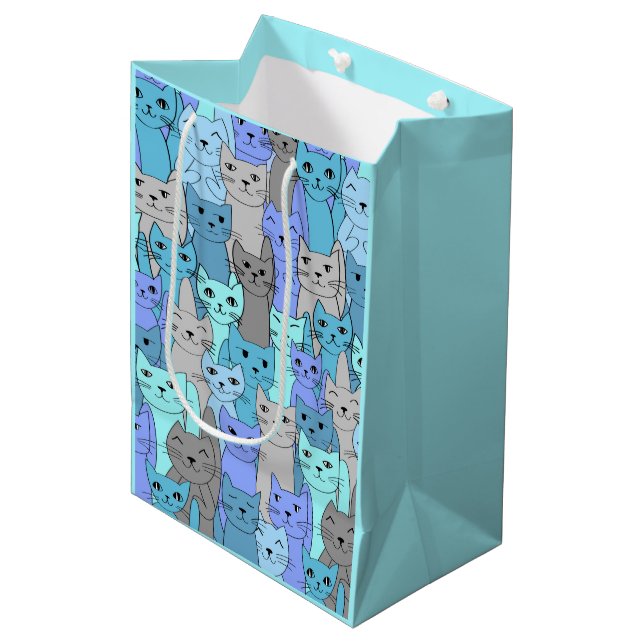Beaucoup de Blue Cats Design Cadeau Sac (Devant Angle)