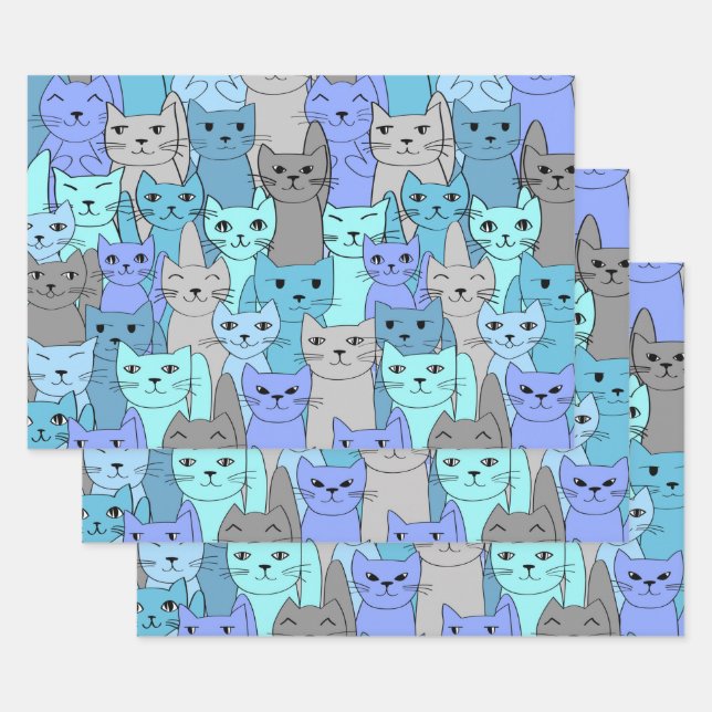 Beaucoup de Blue Cats Design Enveloppement Papier  (Lot)