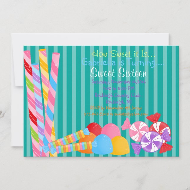 Beaucoup de bonbons verts colorés 16 Invitation (Devant)