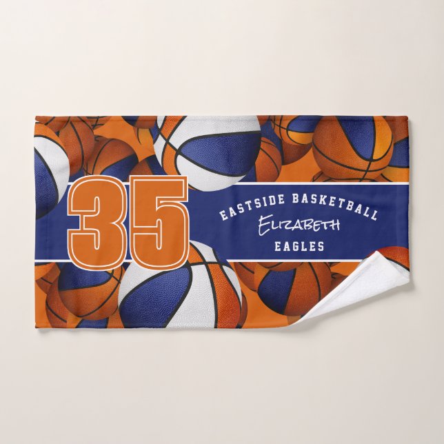 Beaucoup de boules de basket aux couleurs de l'équ (Serviette à main)