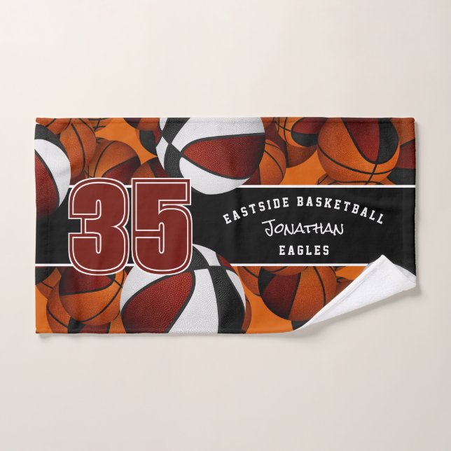Beaucoup de boules de basket couleurs d'équipe mar (Serviette à main)
