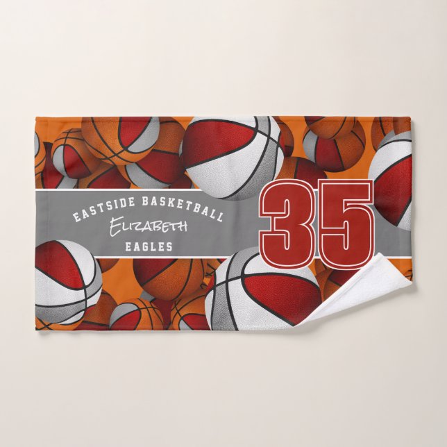 Beaucoup de boules de basket sur mesure nom de l'a (Serviette à main)