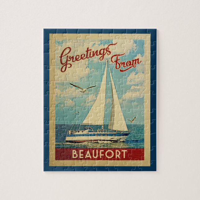 Beaufort Jigsaw Puzzle Sailboat Vintage NC (Vertical)