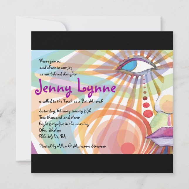BEAUTÉ À l'intérieur face Bat mitzvah Invitation I (Devant)