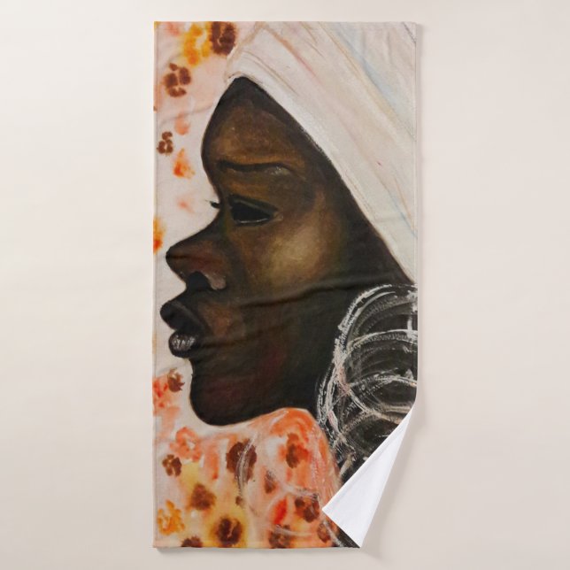 Beauté africaine - Peinture aquarelle (Serviette de bain)