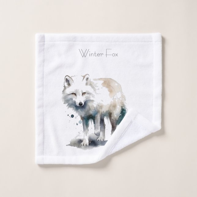 Beauté Arctique : Renard d'hiver personnalisé (Gant de toilette)