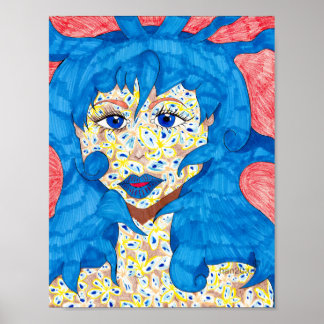 Beauté en bleu Poster