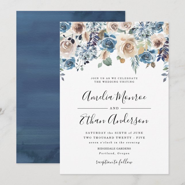 Beauté en Fleurs | Faire-Part de Mariage Floral (Devant / Derrière)