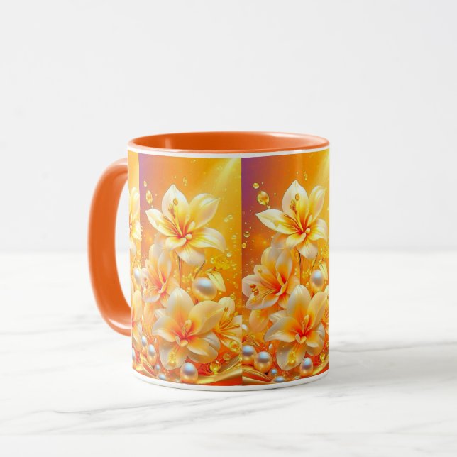 Beauté en Fleurs – Mug à Café au Design Floral Élé (Devant gauche)