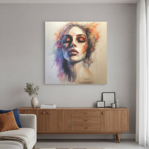 Beauté Éthérée : Art de Toile Expressif