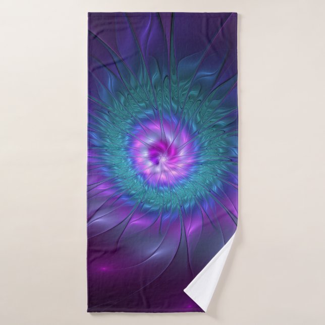 Beauté florale Abstraite Fleur d'art fractionnée c (Serviette de bain)