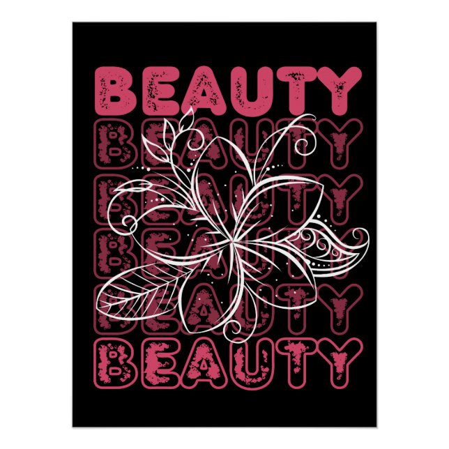 Beauté Flower Line Art Typographie Poster (Devant)