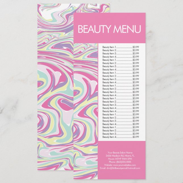 Beauté Moderne Maquillage Liquide Menu Rose (Devant / Derrière)