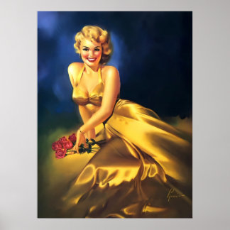 Beauté radieuse Poster Vintage Pin Up Girl Poster