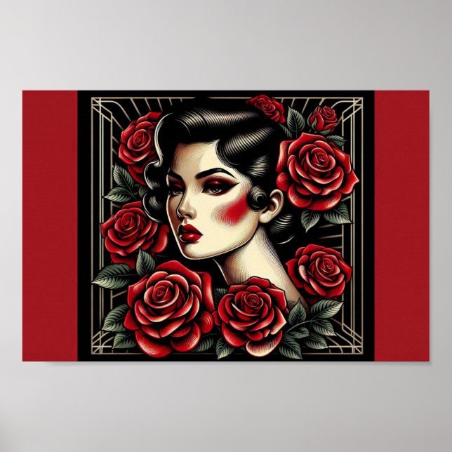 Beauté vintage : Reine Rose Art Déco (Devant)