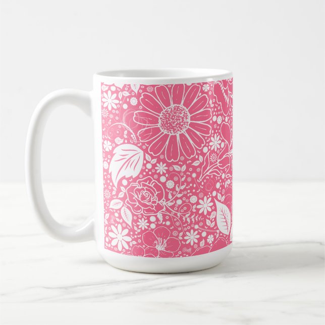 Beautés botaniques Mug de café rose pâle (Gauche)