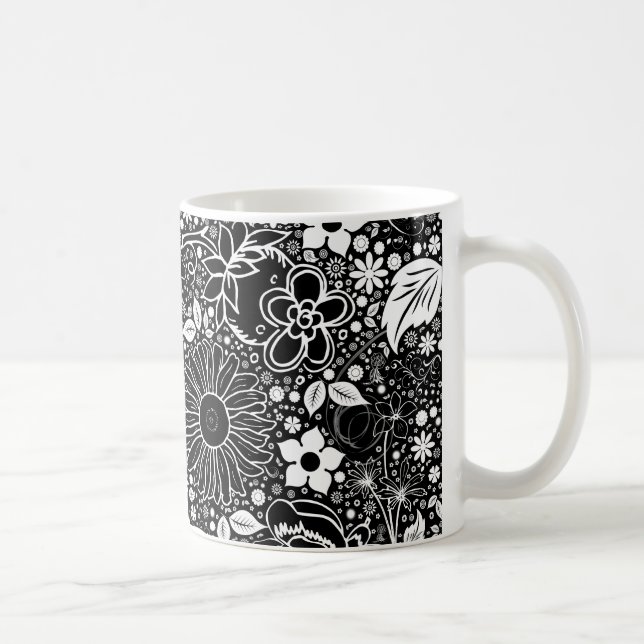 Beautés botaniques Noir et blanc Café Mug (Droite)