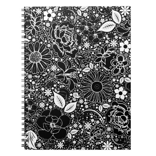 Beautés botaniques Noir et blanc CARNET SPIRAL (Devant)