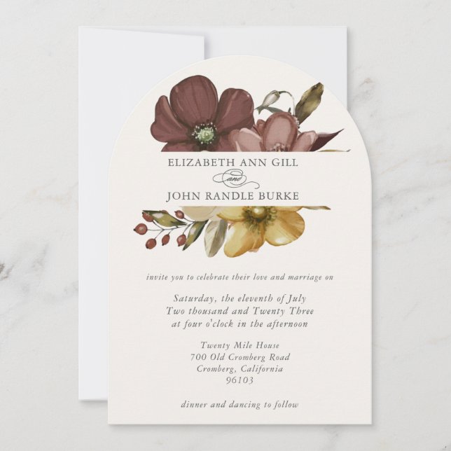 Beautiful boho neutral arch invitation (Devant)