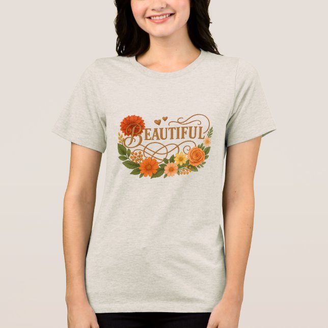 Beautiful Floral Art | Positive Embroidered tshirt (Recto)