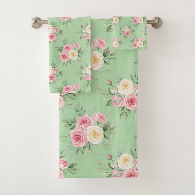 Beautiful Flowers in Pastel Color on Pale Green (En situation)