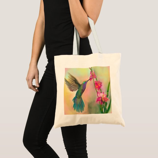 Beautiful Hummingbird and Flower Tote Bag (Devant (produit))