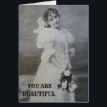 BEAUTIFUL INSIDE AND OUT VINTAGE LADY PINK WHITE<br><div class="desc">Let your wife, girlfriend, Mom, female relative or friend know you think she has a beautiful spirit with this nostalgic birthday card created from an original 1895 photograph... You may change the font, text, and background color to suit your taste; you may want to add the name of the recipient,...</div>