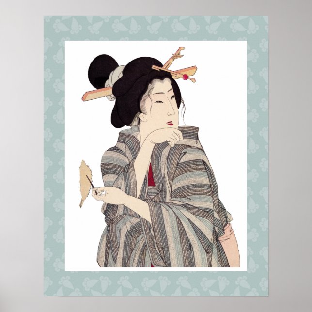Beautiful Japanese Geisha Art Poster Design (Devant)