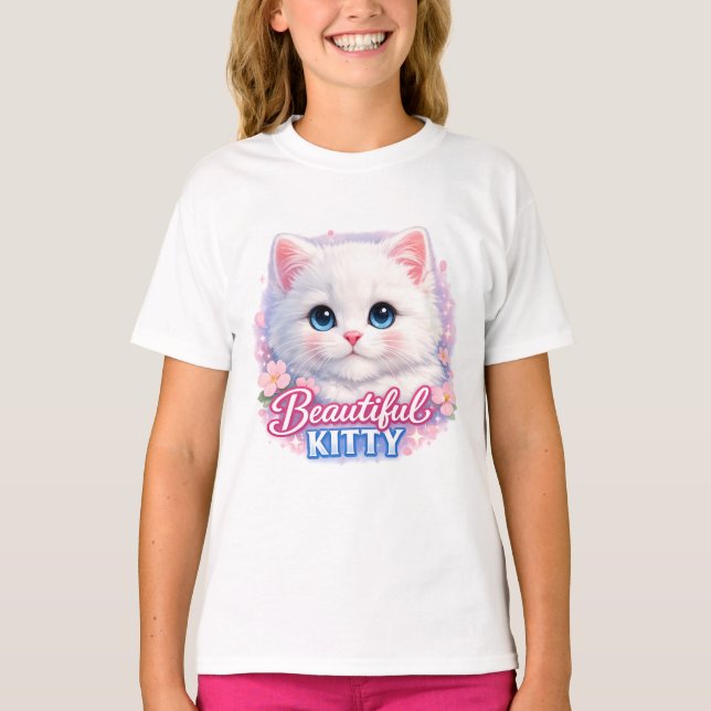 Beautiful Kitty Cute Cat Kids T-Shirt (Devant)