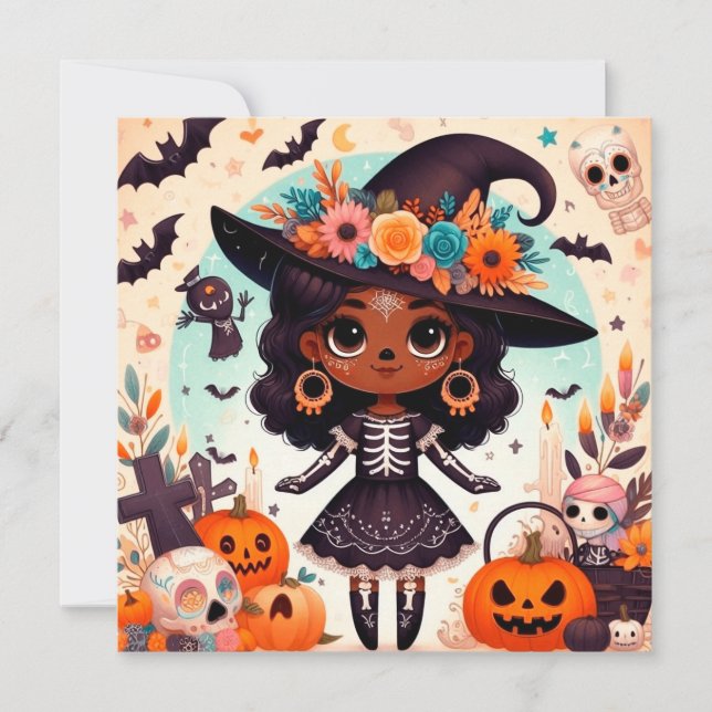 Beautiful little witch halloween party (Devant)