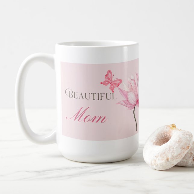 Beautiful Mom Mug with Butterfly and Flower (Avec donut)
