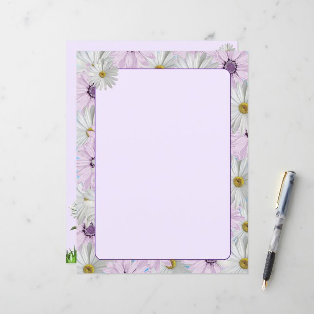 Beautiful Pink and White Daisies 8.5 x 11 (Devant/Arrière en situation)