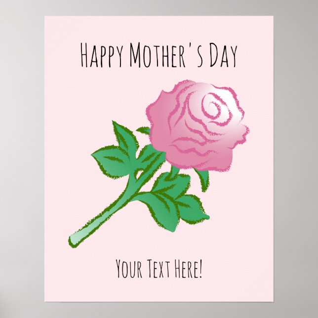 Beautiful poster with a pink rose (Devant)