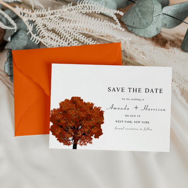  BEAUTIFUL Red Maple tree Save the Date Template (Créateur téléchargé)