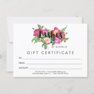 Beauty Florals Lash Extensions Carte cadeau blanc