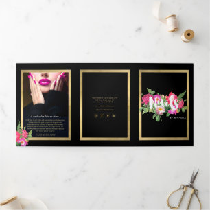 Beauty Florals Nail Salon Brochure Noire
