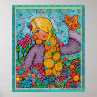Beauty & Love Blonde Angelic Lady Art Poster