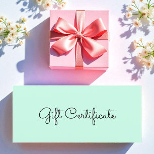 Beauty Mint Green Business Cadeau Certificat