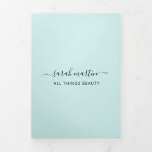 Beauty Salon Business Turquoise Trifold Brochure