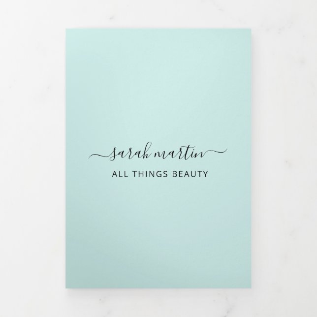 Beauty Salon Business Turquoise Trifold Brochure (Page de couverture)